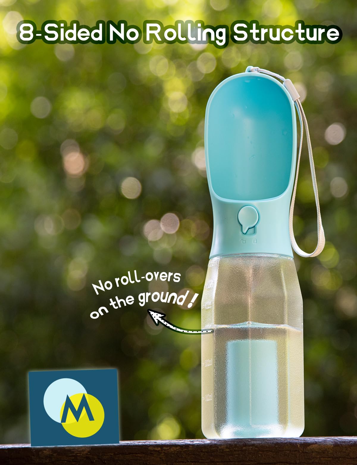 MoonyMars Portable Water Bottle for Dogs, 3 in 1 Pet Travel Bowl Dispenser with Food Treat Container & Poop Bag Holder, Summer Outdoor Walking Hiking Accessories for Large Dog On The Go - Blue, 20oz