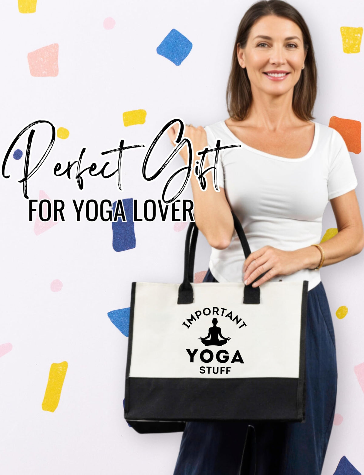 InnoBeta Yoga Gifts for Women, Yoga Instructor Gifts Tote Bag for Yoga Teacher with Top Zipper Closure and Shoulder Strap