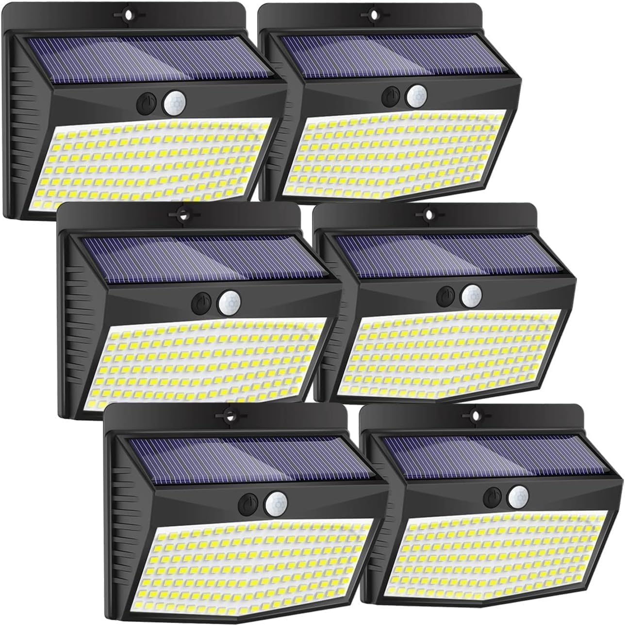Peasur Solar Lights Outdoor Garden, 168LED 6 Pack Solar Powered Security Lights Motion Sensor with 3 Modes, IP65 Waterproof Fence Lighting for Wall Outside Yard Porch Step Deck