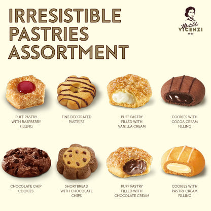 Matilde Vicenzi Roma Cookie Gift Tin - Pastries & Cookies in Individually Wrapped Trays - Gourmet Gifts For Mother's Day, Teacher, Birthday - Assorted Cookies in Italian Design Tin 32.5oz (920g)