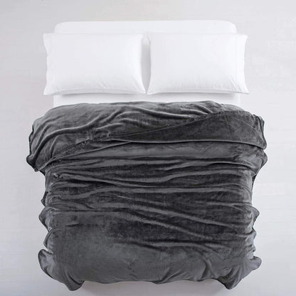 MOONLIGHT20015 Fleece Throw Blanket for Sofa - Soft Cosy Fluffy Blankets for Bed, Warm Single Throws for Audlts, Dark Grey, 130x150 cm