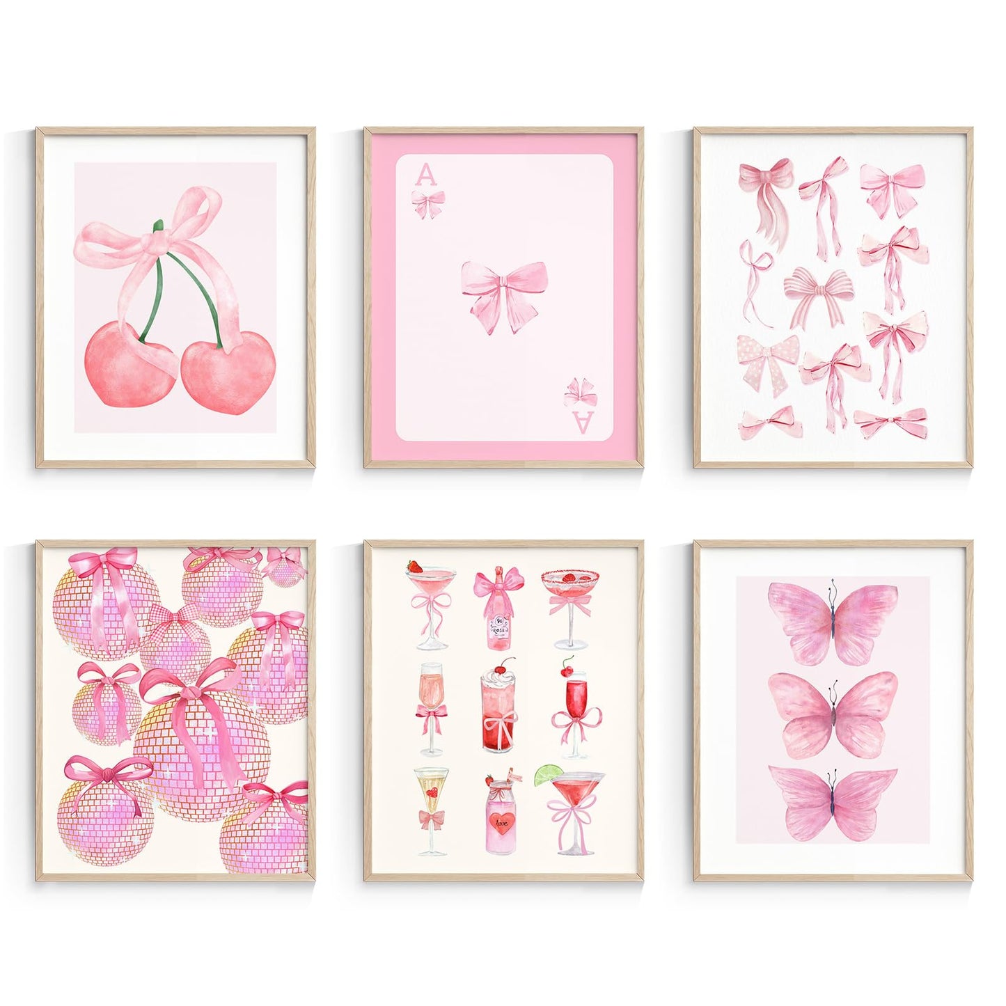Habseligkeit Pink Danish Pastel Wall Art Prints, Woman Fashion Wall Art Posters for Room Decor Aesthetic, Unique Room Decor for Girls Dorm, Unframed, 8x10in, Set of 6
