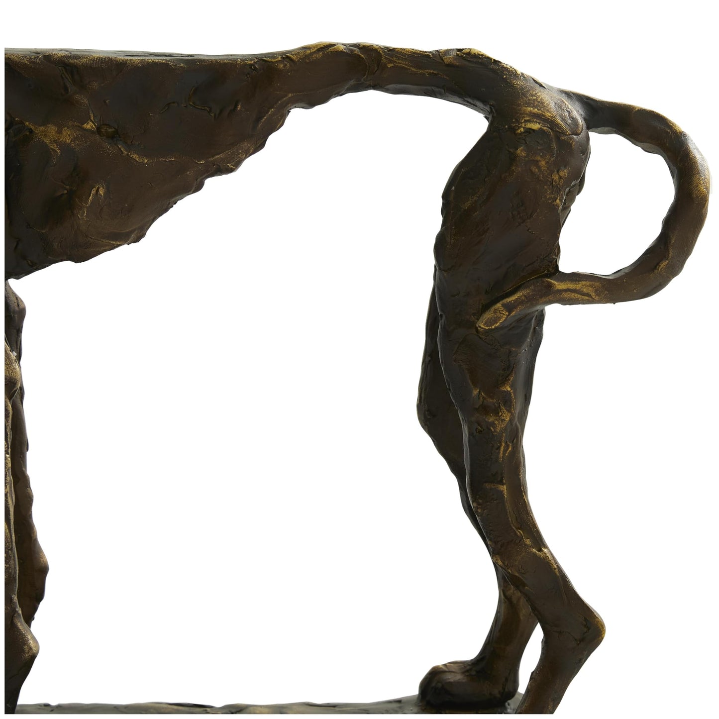 Deco 79 Polystone Dog Decorative Sculpture Distressed Slim Frame Home Decor Statue with Gold Accents, Accent Figurine 14" x 4" x 11", Bronze
