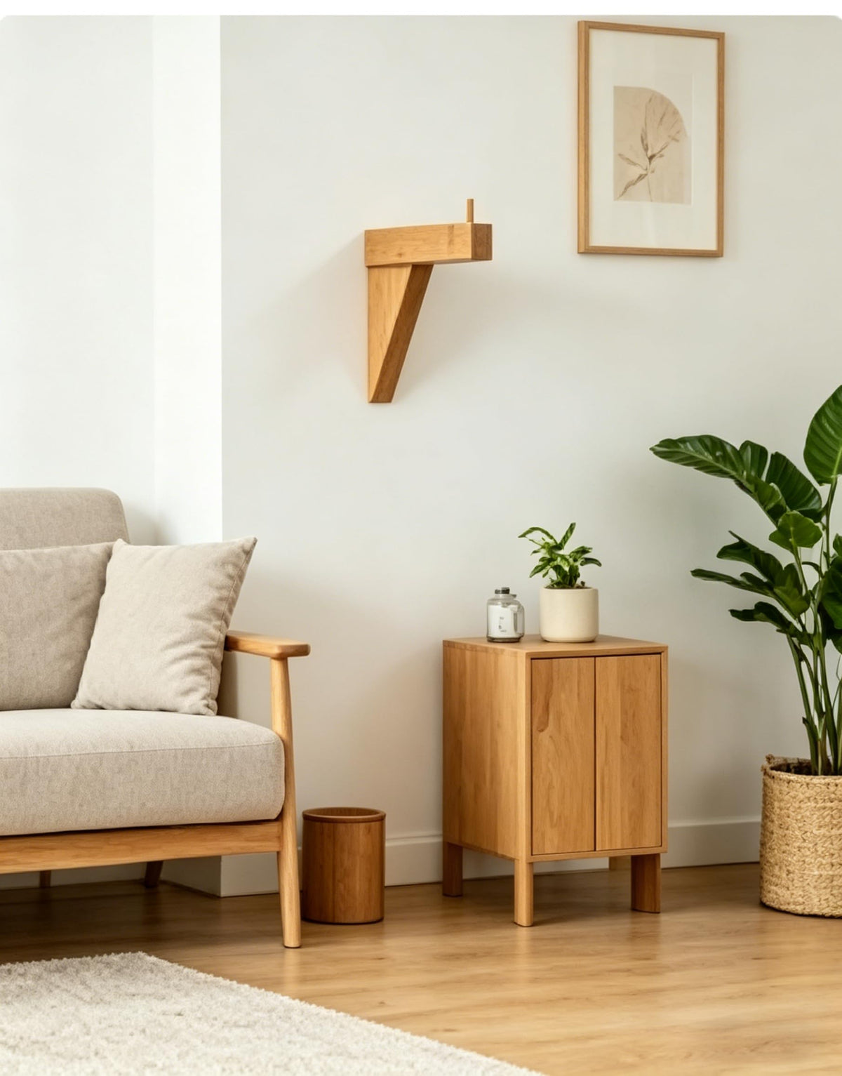 Wooden Wall Mount Bracket Hook, Multi Purpose Hanging Plant Pot Holder, Decorative Wood Coat Towel Apron Hanger for Bedroom Bathroom Kitchen Home Decor