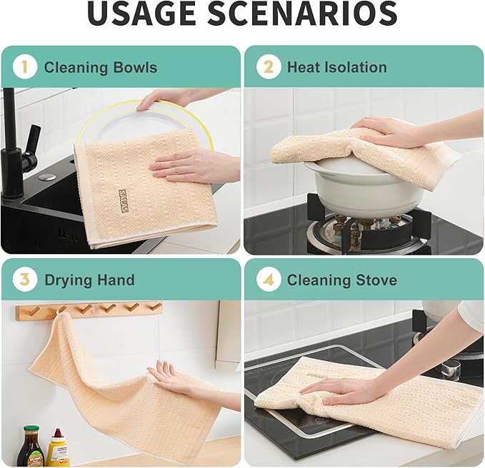 SALAS Kitchen Dish Towels, Bulk Cotton Kitchen Hand Towels, 16‘’ x 26‘’