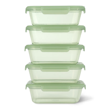 Ello Snap & Nest 10-Piece 4.5 Cup Plastic Meal Prep Set, Reusable Food Containers for Healthy Eating, Freezer, Dishwasher Safe, Sage