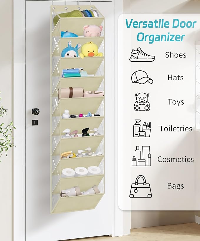 AOODA 10 Tier Clear Over The Door Shoe Organizer Storage, Deep Pockets Large