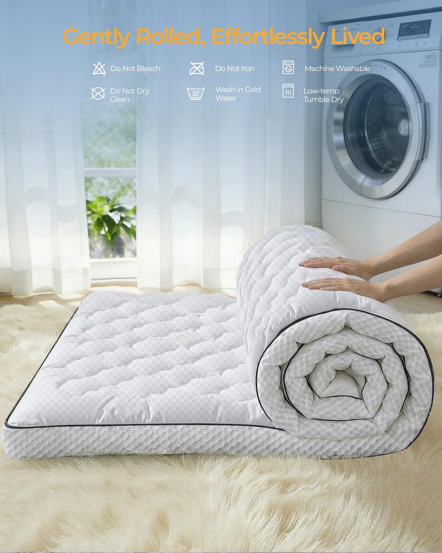 3 Inch Queen Mattress Topper, Extra Thick Memory Foam Mattress Pad for Back Pain, Pillow Top Mattress Topper Queen with Breathable Air Mesh Sides, Soft Fluffy Supportive Pressure-Relieving Bed Topper