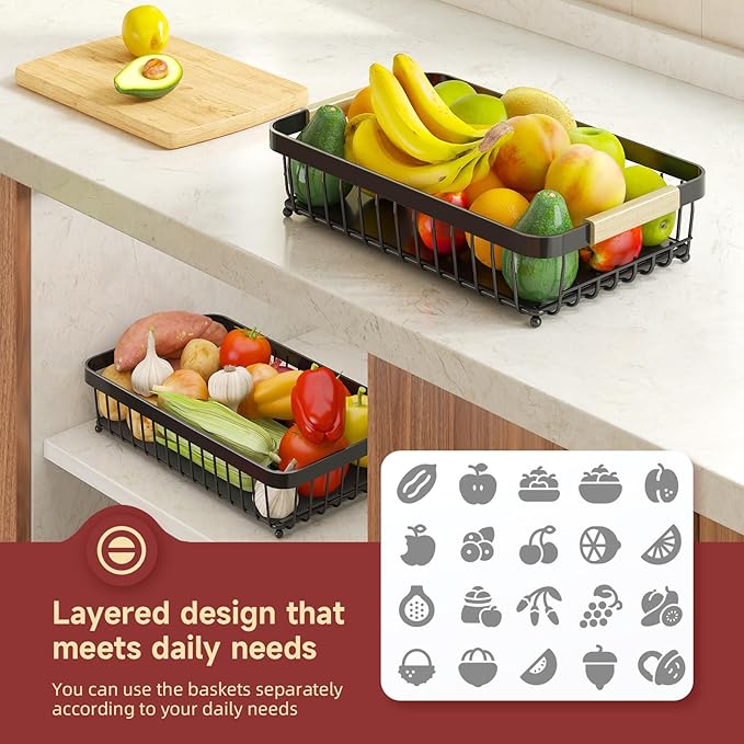 3 Tier Fruit Basket for Kitchen Counter
