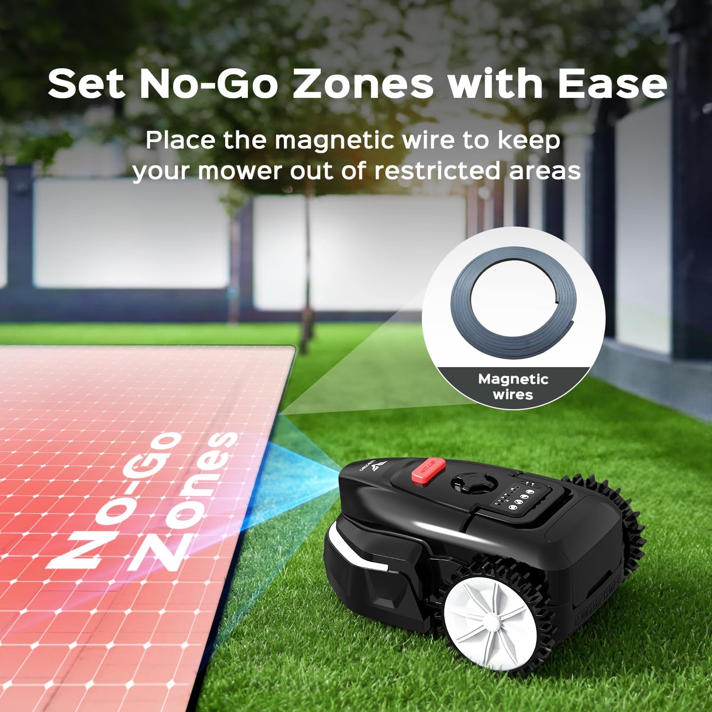 LEBOSBO V3 Robotic Lawn Mower with AI Vision Technology, Adjustable Grass Cutting Height, APP Control, Low-Noise Performance, No-Go Zone Function, Efficient Robot Lawn Mower for Small Lawns(Jet Black)