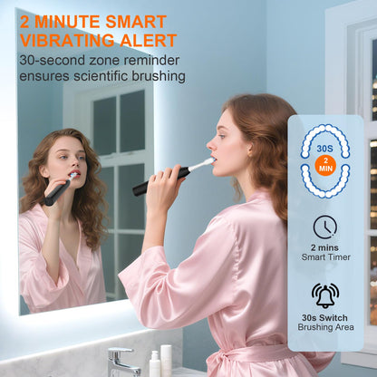 H2ofloss Sonic Electric Toothbrush and Water Flosser Combo, Rechargeable 2000mAh Toothbrush and 2500mAh Oral Irrigator with 300ml Tank, 4 Brush Heads, 5 Nozzles, 2 in 1 for Home and Travel (Black)
