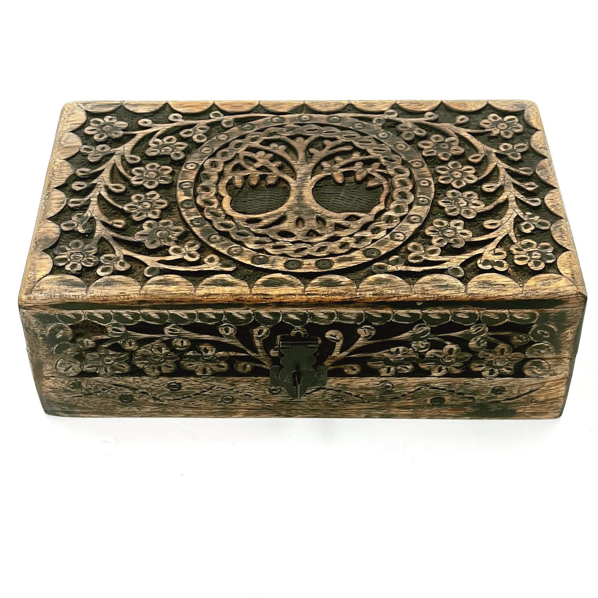 ZYNTIX Wooden Jewelery Box Decorative Box with Life of Tree Carving - Antique Design for Sister Birthday Gifts, Jewelry Organizer Gifts For Women Birthday Unique, wooden Handmade love Gift (Black)