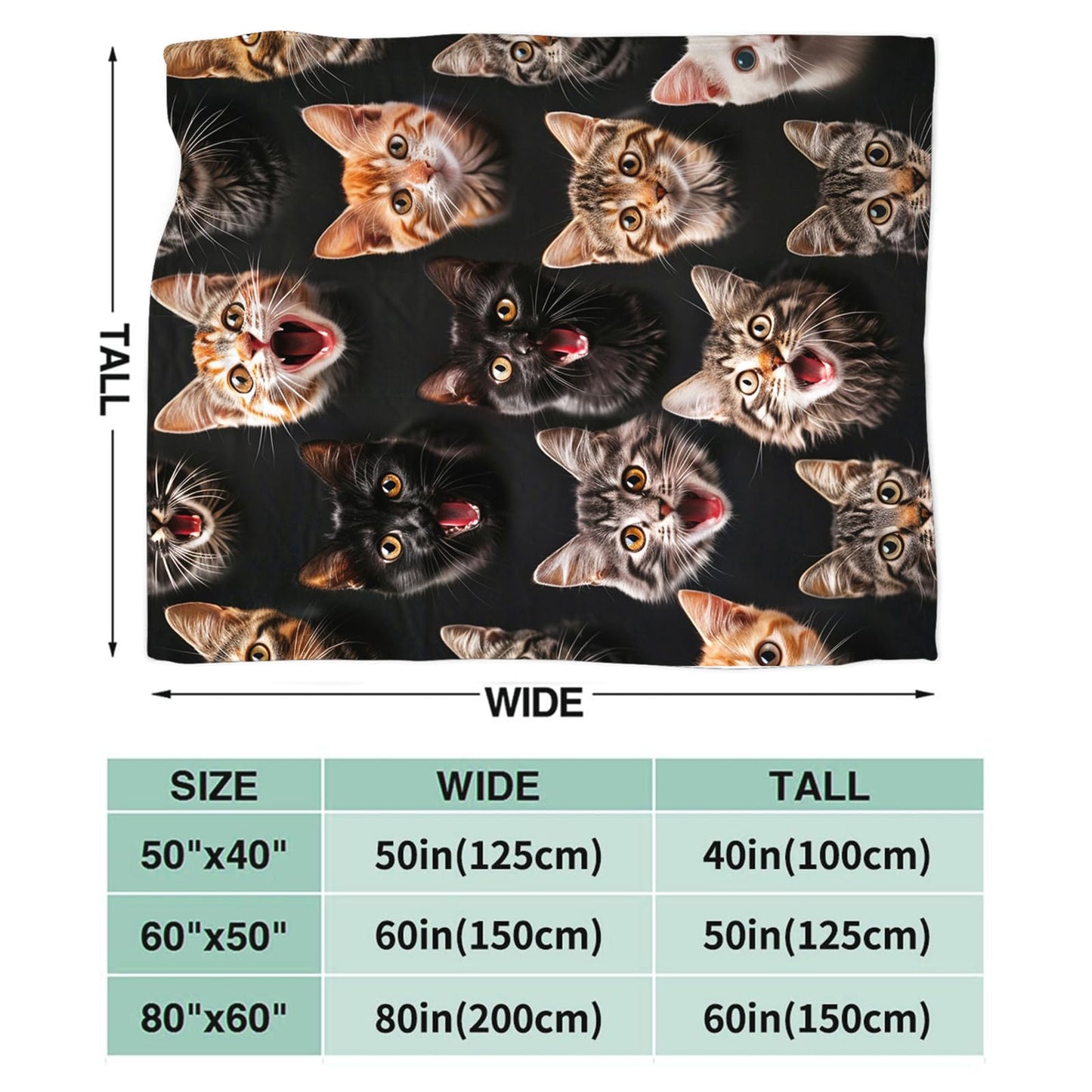 Tijuboni Cats Throw Blanket Cat Gifts for Girls Boys Women Men Kids Adults Soft Flannel Fleece Blanket for Couch Sofa Bed Home Decor 40"x50"
