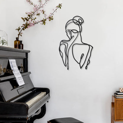 3 Pcs Metal Wall Art Decor Minimalist Abstract Woman Wall Art Metal Modern Line Drawing Decor Female Single Line Home Hanging for Bedroom Kitchen Bathroom Living Room(Modern)