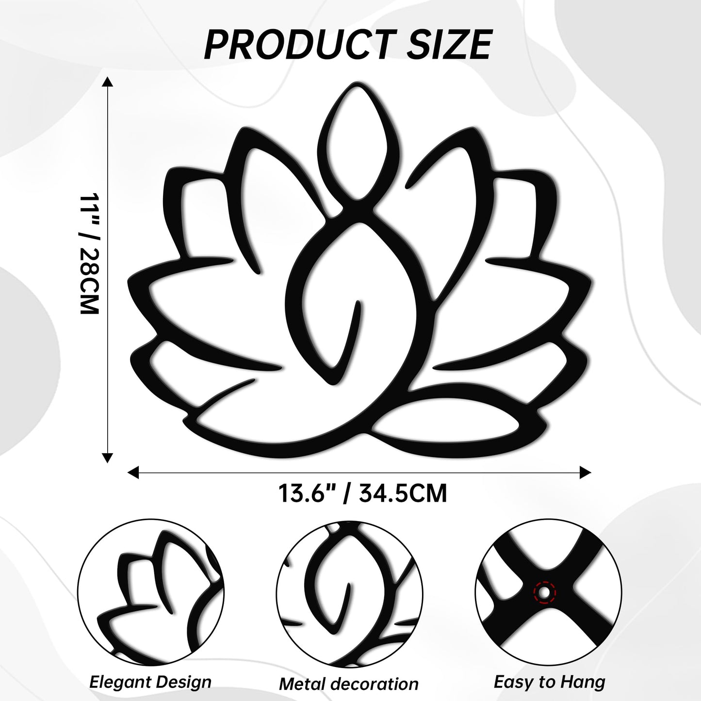 Slickss Lotus Wall Art with Buddha - Zen Wall Decor for Calming Spaces, Abstract Meditation Room & Yoga Studio Metal Art, Spiritual Mandala for Indoor Outdoor Use (13.6x11 inches)