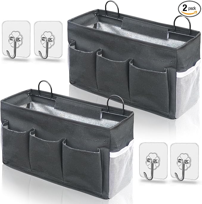 2pcs 3-pockets Large Wall Hanging Organizer Bag, Linen Fabric Door Hanging