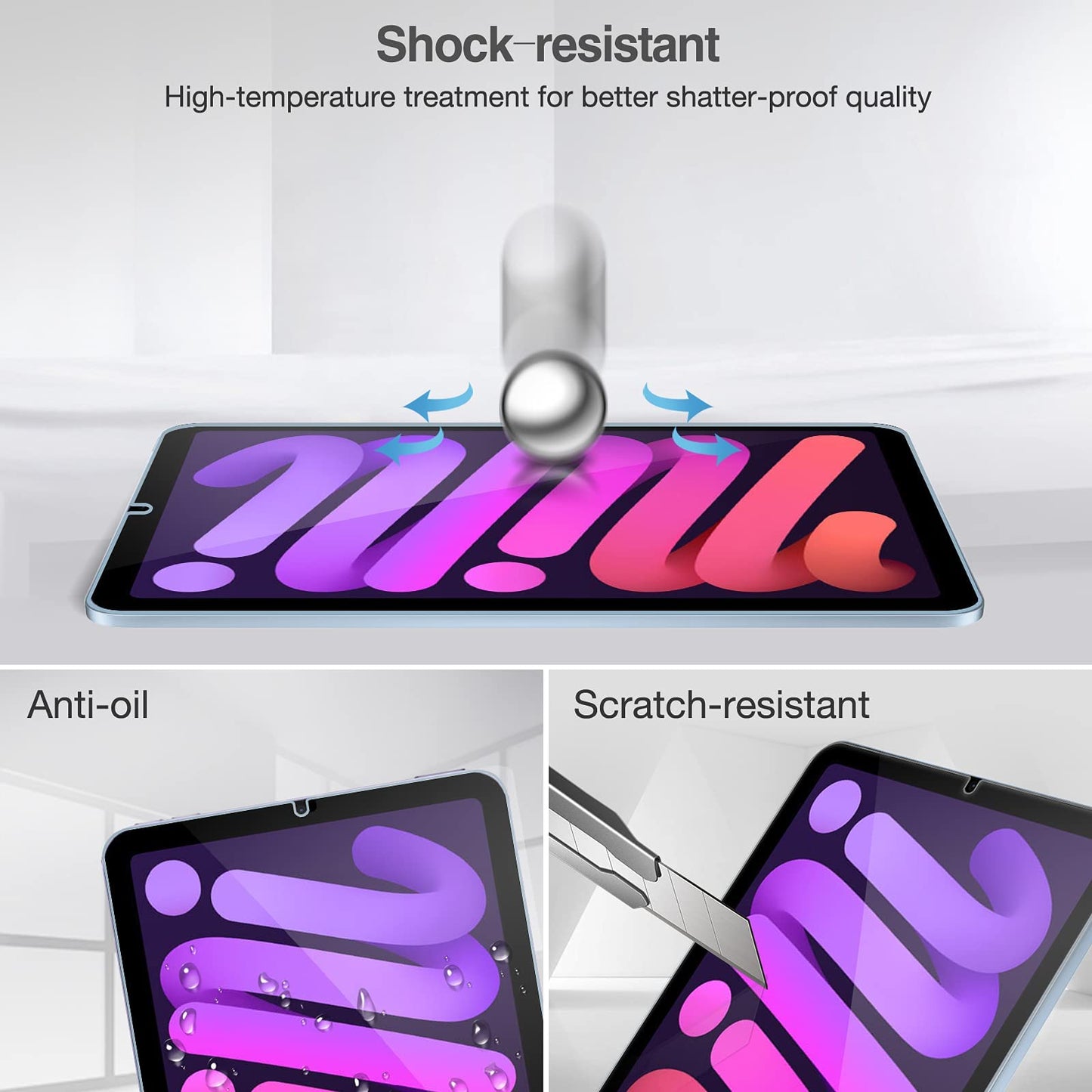 ProCase 2 Pack Screen Protector for iPad 9th 8th 7th Generation 10.2 Inch (2021/2020/2019), Tempered Glass Film for A2602 A2603 A2270 A2197 -Clear