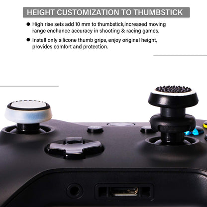 Playrealm FPS Thumbstick Extender & 3D Texture Rubber Silicone Grip Cover 2 Sets for Xbox Series X/S & Xbox One Controller(Black+Clear)