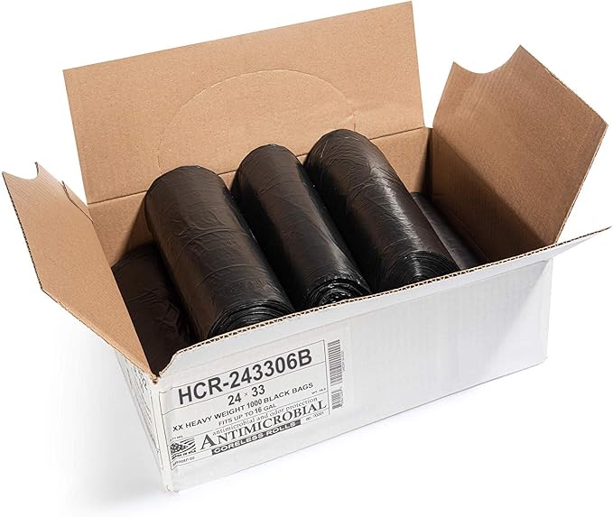 Aluf Plastics High Density Trash Bags, 16 Gallon, 6 Micron,