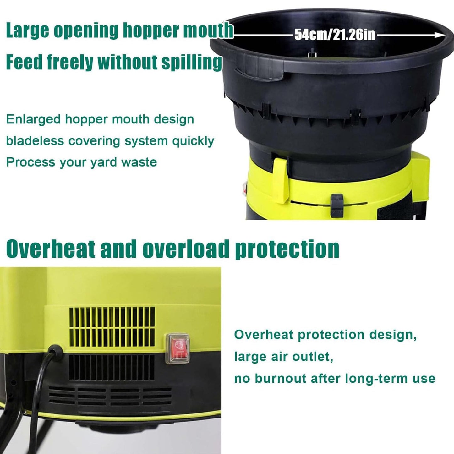 Electric Leaf Mulcher Compost Shredder,2500W Garden Leaf Crusher with Wheels and Storage Bag,8000rpm Electric Chipper,for Yard Cleanup, Composting,Powercord×30m