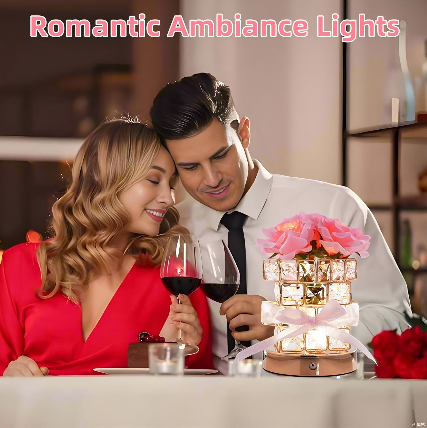 Rose Flower Lamp,Rose Gifts for Women Mother,Rechargeable Cordless Touch Small Flowers Night Light,3-Colour Stepless Dimming Crystal Bedside Lamps,Birthday Gifts for Mom Wife Girlfriend Home Decor