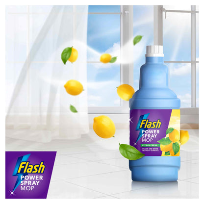 Flash Power Spray Mop Floor Cleaner Multi-Surface Cleaning Liquid Citrus Fresh 5L (1.25Lx4)