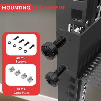 Pyle 2-Pc 1U Server Rack Shelf, Vented Shelves for Good Air Circulation, Cantilever Mount, Wall Mount Rack, Universal Device, Cabinet Shelf, Computer Case Mounting Tray, Black