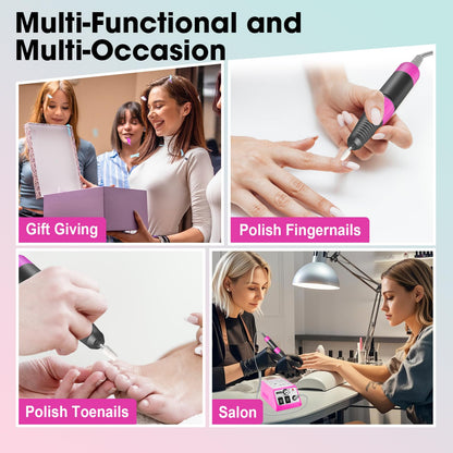 LAVAED Professional Nail Drill Electric Nail File Kit, Nail Filer Electric with 156pcs Sanding Bands and Nail Dril Bits for Acrylic, Gel Nail Manicure and Pedicure, Pink