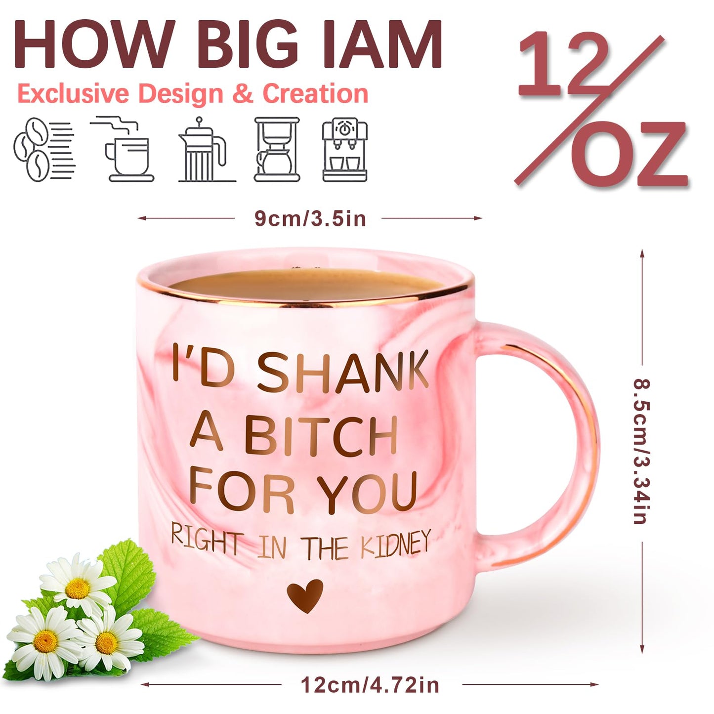 Birthday Christmas Gifts for Women - 12oz Funny Coffee Mug for Best Friend Mom Grandma Wife Aunt Sister Gifts from Sister Stocking Stuffers Valentines Galentines Day Present for Her Girlfriend Besties
