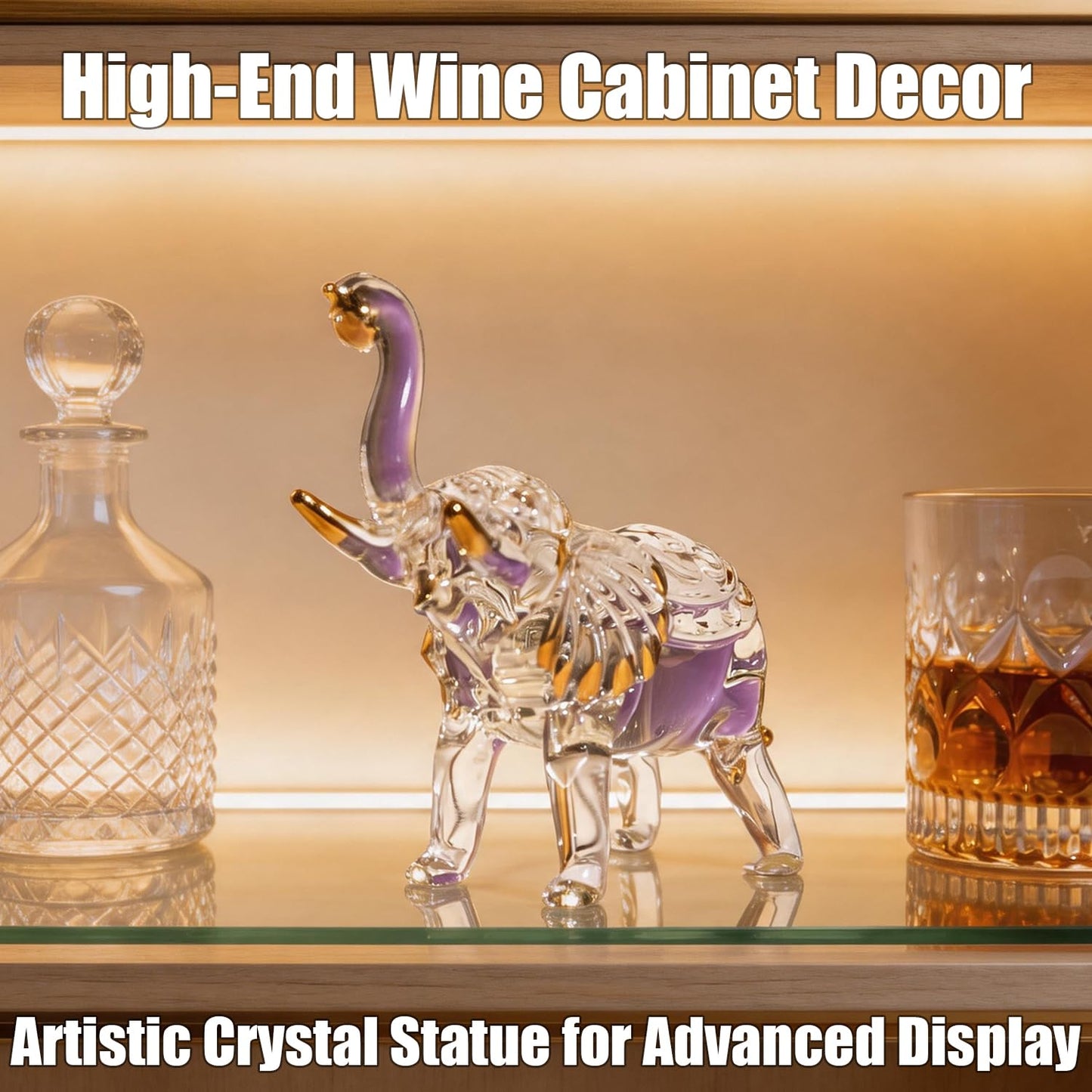 KWASVLYA Handmade Crystal Elephant Figurine – Good Luck Decorative Statue for Home & Office Decor, Elegant Gift for Housewarming, Business, Weddings & Collectors
