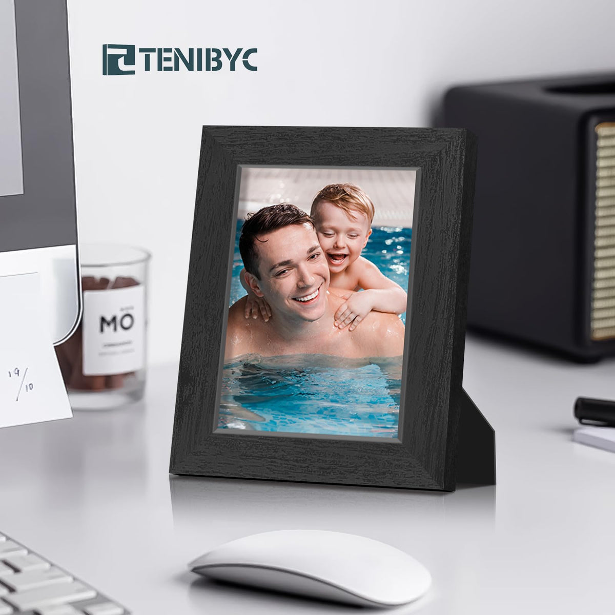 TENIBYC 5x7 Picture Frames Set - 3 Pack - Black Solid Wood Poster Frame - Tempered Glass - Exclusive Woodgrain - Rooms, Offices, Gallery, Studio, and Hallway, Wall Display Decor