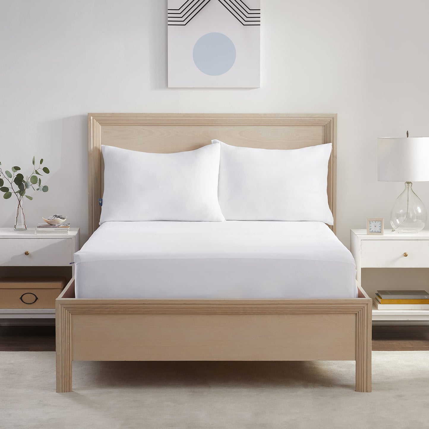 Serta Power Chill Waterproof Mattress Cover, Soft and Breathable Cooling Mattress Protector, 15" Elastic Deep Pocket for Secure Fit, Full, White