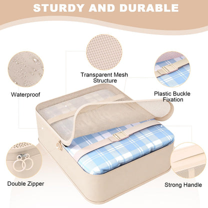 8 Set Packing Cubes for Travel,Suitcase Organizer Bags for Luggage with Shoe & Hanging Toiletry Bag, Vacation Essentials & Accessories for Cruise Ship, Airplane Must-Have,Road Trip & Camp Gifts(Cream)