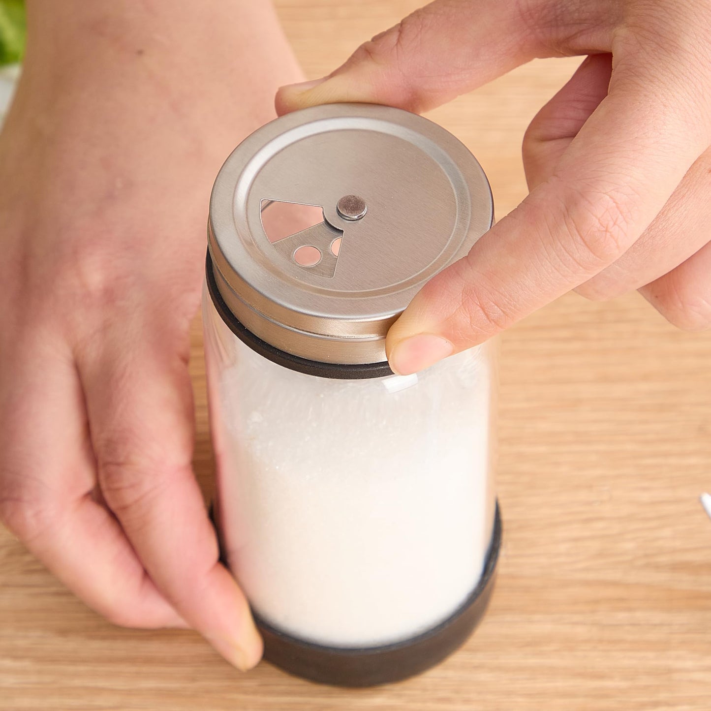 Rekidool 8 oz Glass Sugar Shaker with Stainless Steel Rotating Cover - 3 Adjustable Outlet Holes Holes for Precise Dispensing, Kitchen & Coffee Bar Essential for Coffee, Tea, Baking, 2 Count