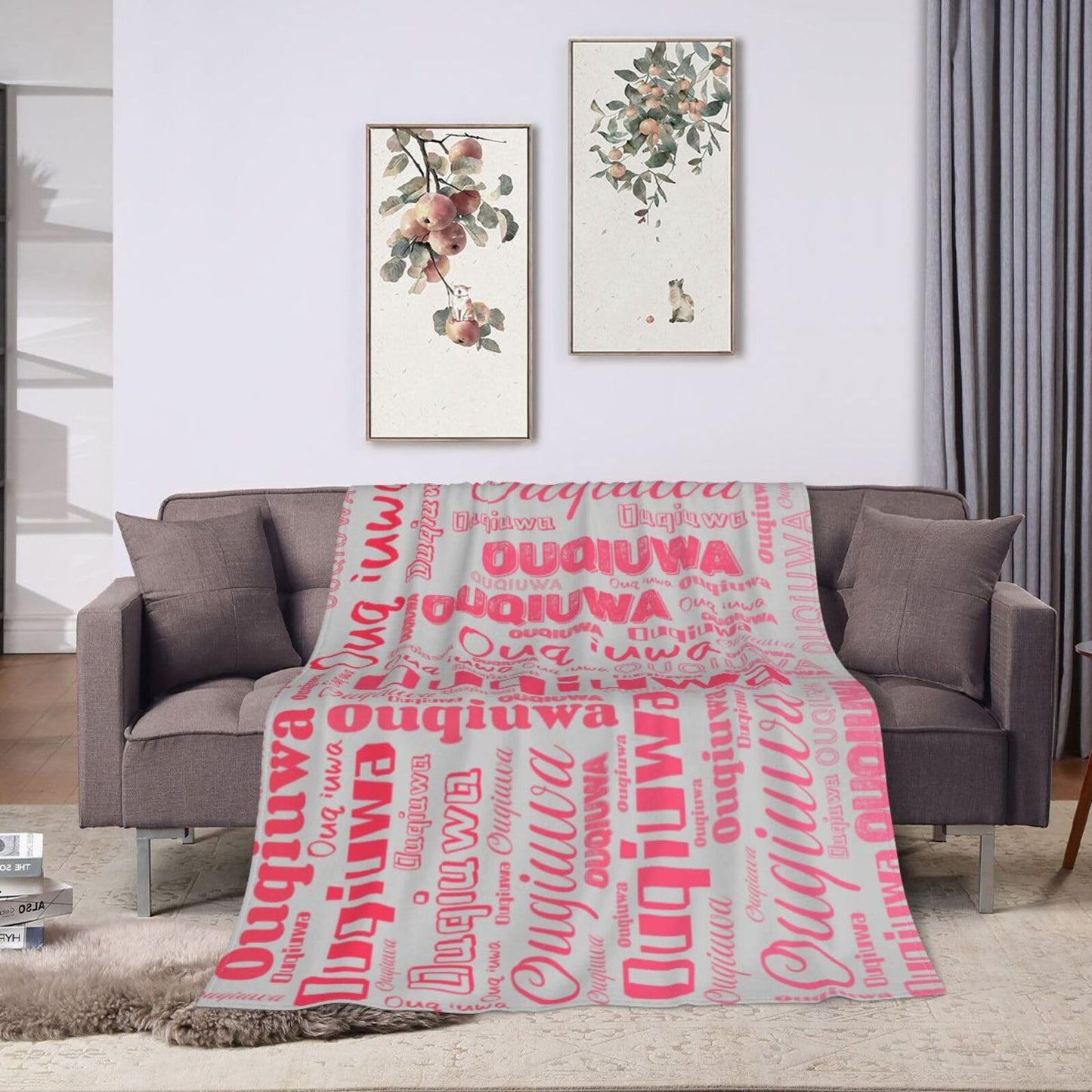 Personalized Blankets with Name Customized Throw Blanket Soft Lightweight Flannel Fleece Blanket 50"X40" for Bed Sofa Couch Camping Travel