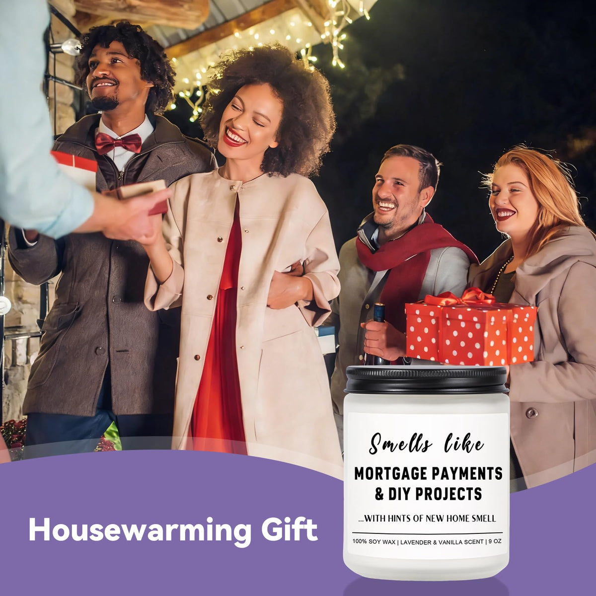 Haukea Funny House Warming Gifts New Home Housewarming Gifts New Home Gift Ideas for Women Men Couple First Apartment Essentials Homeowner Decor Closing Gift - Lavender Scented Candle 9 oz (Homes 2)
