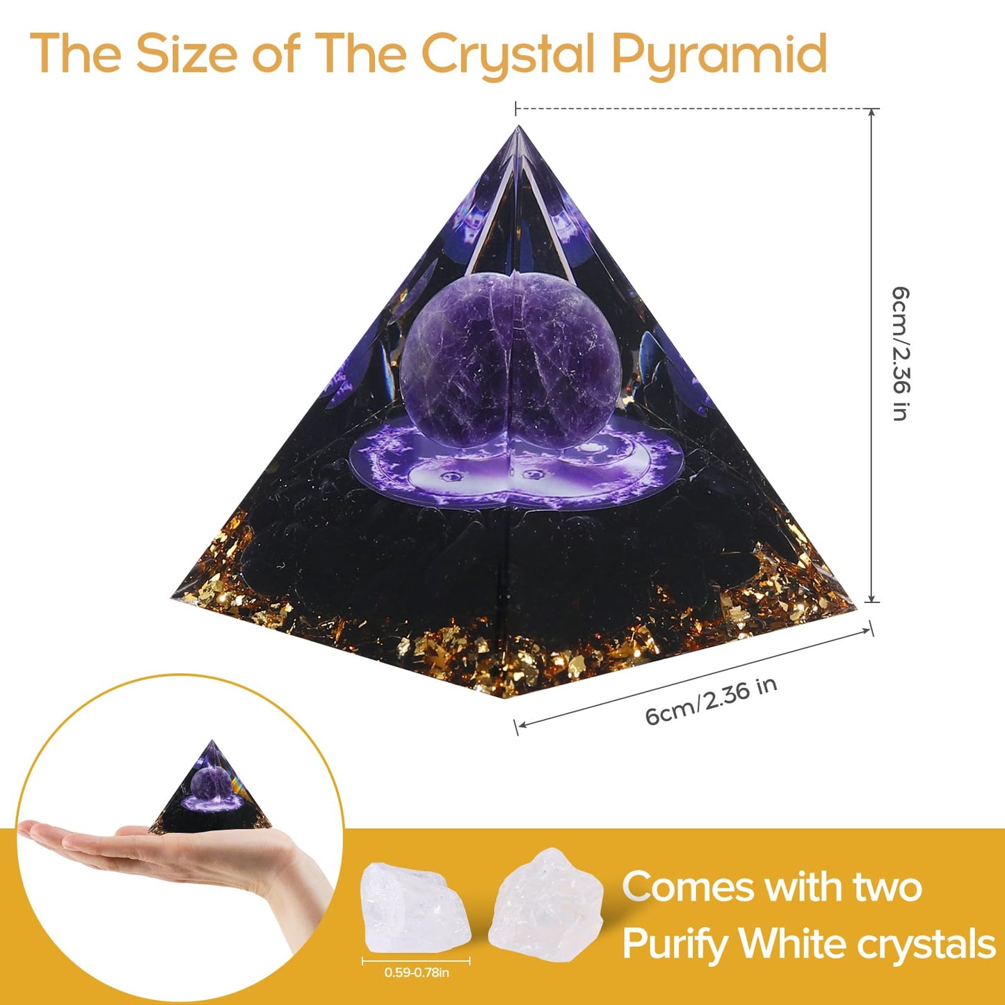 Hopeseed Orgone Pyramid for Positive Energy, Orgonite Natural Obsidian&Malachite Healing Crystals Pyramid for Reduce Stress Chakra Reiki Healing Meditation Cleanses the Mind and Boosts Confidence