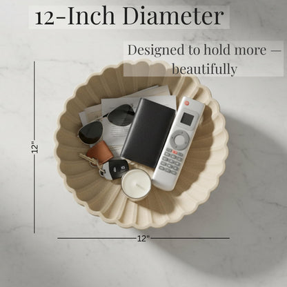 Sand Beige | Fruit Bowl | Large Decorative Concrete Bowl Design for Modern Home Decor | 12 Inch Key Bowl and Entryway Organizer | Fruit Basket for Kitchen Counter | Frutero Moderno para Cocina