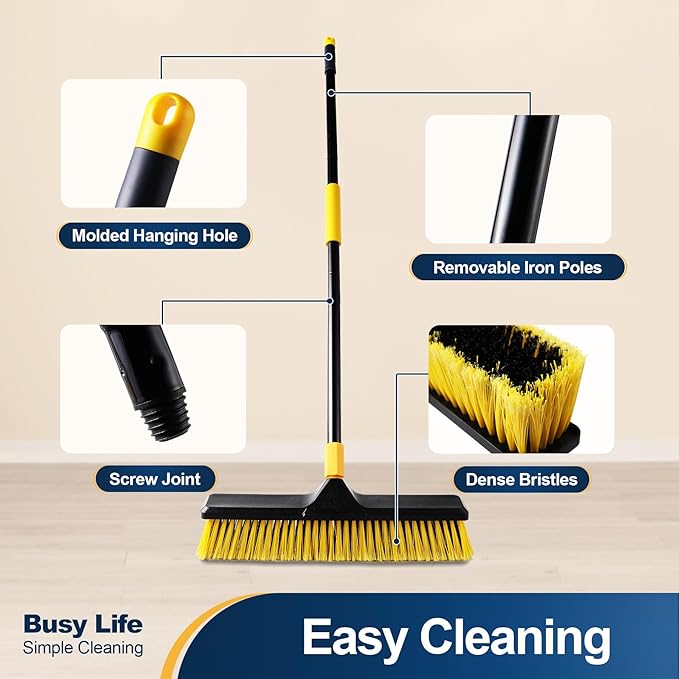 Yocada 18 Inch Push Broom Heavy-Duty Outdoor Commercial Broom Brush Stiff