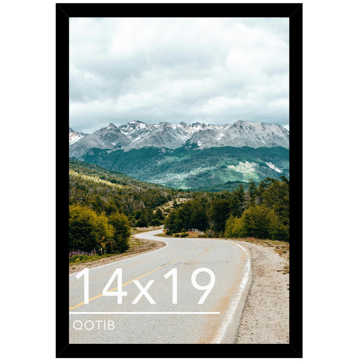 QOTIB Wood 14x19 Picture Frame Black for Wall Hanging, 14 x 19 Frame Photo Frame for Wall Horizontally or Vertically, Black, 1 Pack