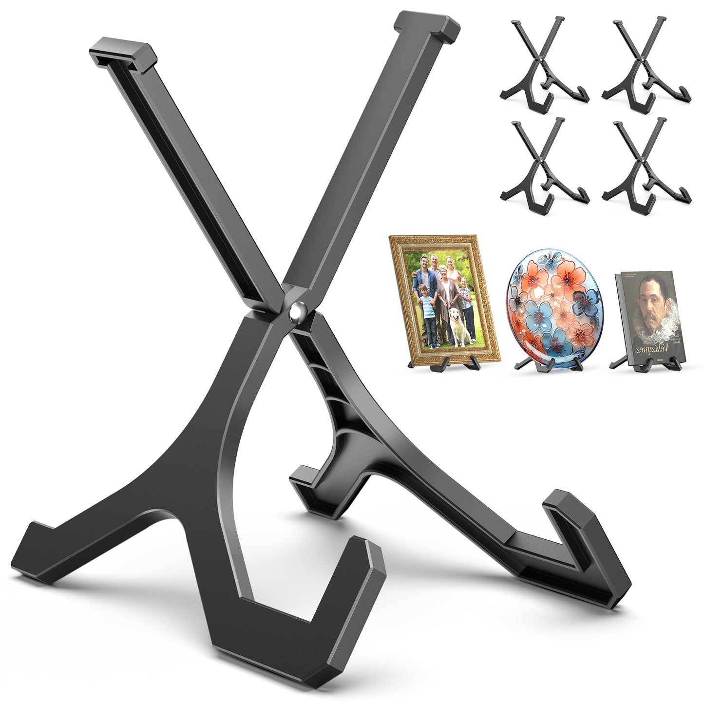 TR-LIFE Plate Stands for Display, 6 Inch, 4-Pack, Plastic Picture Frame Holder Easels for Plates, Pictures, Books, Signs, Plaques