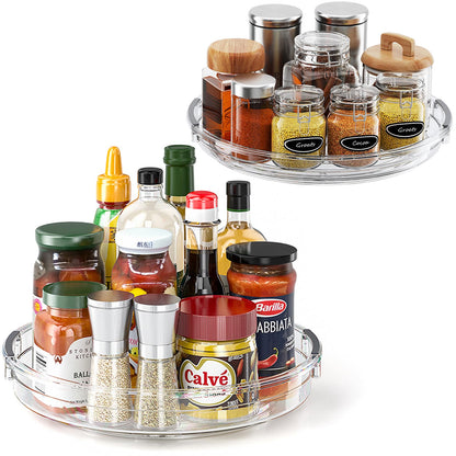 LAMU 3 Pack Lazy Susan Organizer Turntable for Cabinet, Rotating Condiment Organizer for Kitchen Pantry Organizers and Storage, Table Top, Fridge, Countertop, Spice Organization, 9.25'' 10.6'' 12''