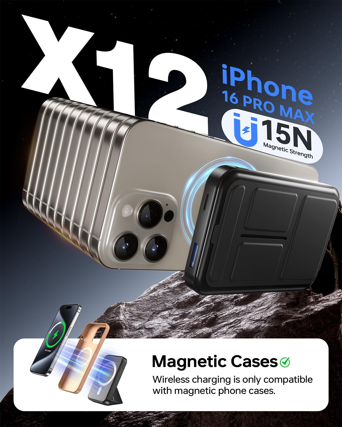For Magsafe Power Bank, Portable Charger 10000mAh, 22.5W Fast Charging Battery Pack with USB-C Input & Output, LED Display for iPhone 17/16/15/14/13/12 Pro/Pro Max