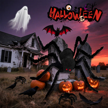 Giant Spider 6.6 Ft + 0.98 Ft*2, Halloween Decorations 78" Fake Halloween Decor Spiders Large, Furry Spiders for Outdoor Indoor Yard Home Costumes Party House Décor, 3 Pack