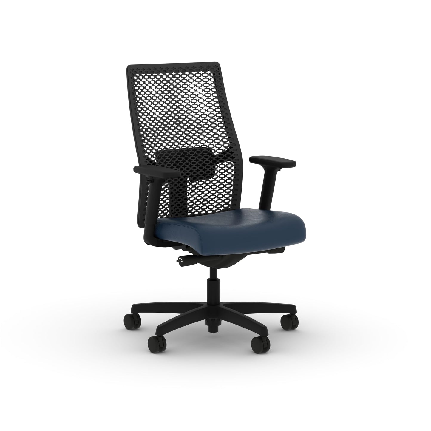 HON Ignition 2.0 ReActiv Ergonomic Office Chair, Mesh Desk Chair with Lumbar Support, Advanced Synchro‑Tilt, Height and Width Adjustable Arms, Swivel Wheels, Black Frame, Ocean