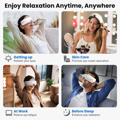 TOLOCO Eye Massager with Heat, FSA/HSA Eligible Eye Mask Massager for Migraines with Bluetooth Music, Face Massager for Eye Strain, Improve Sleep, Wedding, Birthday Gifts for Women/Men
