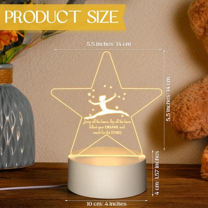 Kittmip 6 Pcs Gymnastics Stuff Gifts 3D Night Light with Base Inspirational Acrylic Appreciation Gymnastics Lamp LED for Student Dance Team Gymnast Gifts