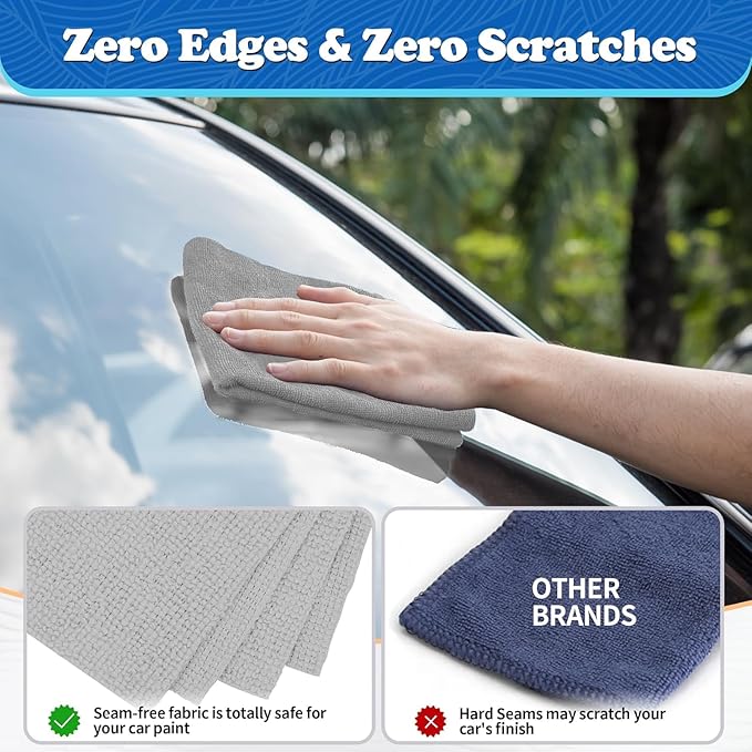 FIXSMITH Microfiber Cleaning Cloth, Shop Towels Bulk, 24 Pack Microfiber Towels
