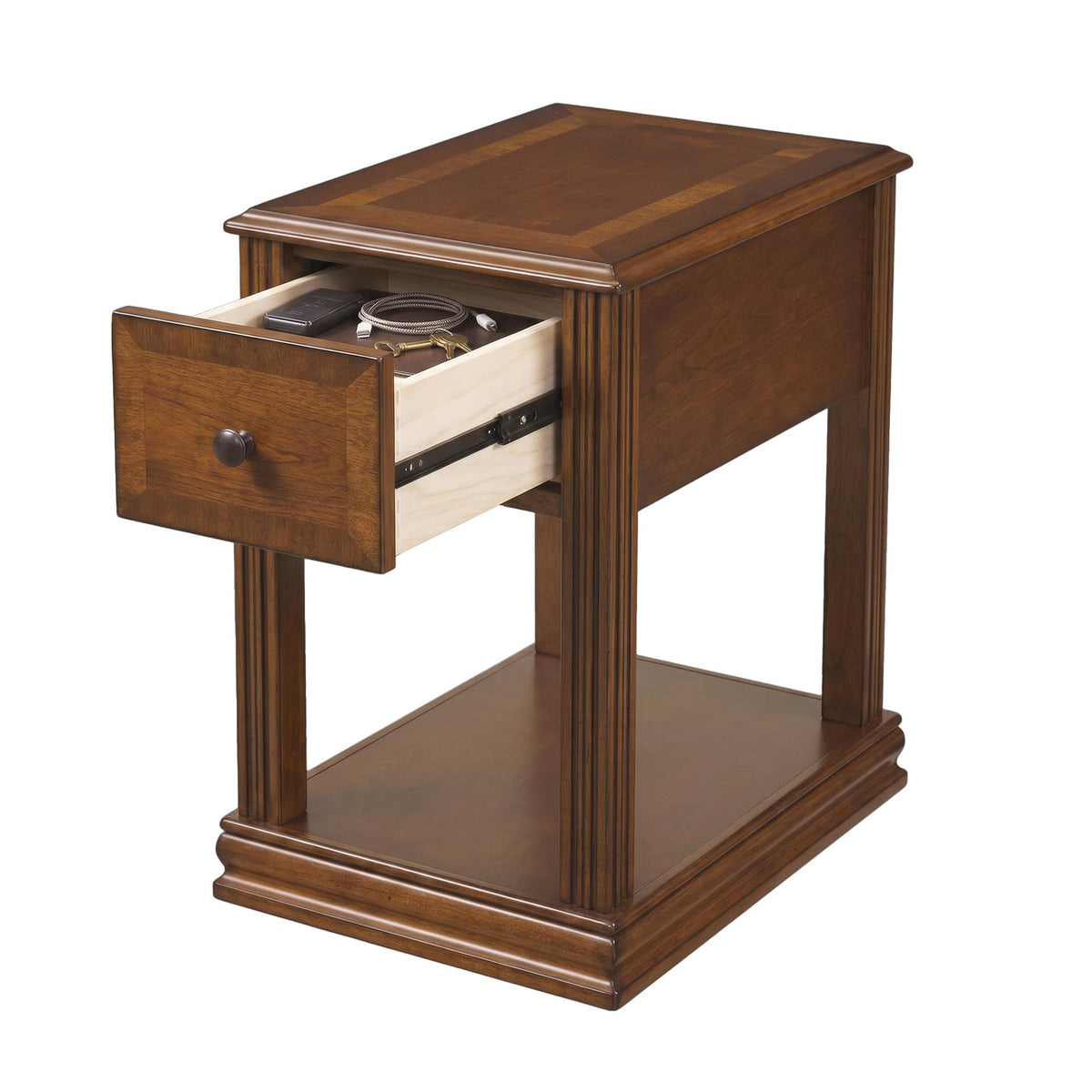 Signature Design by Ashley Breegin Chair Side End Table, 1 Drawer, 1 Fixed Shelf, Veneers, Wood, 13.13" W x 22.13" D x 23" H, Brown