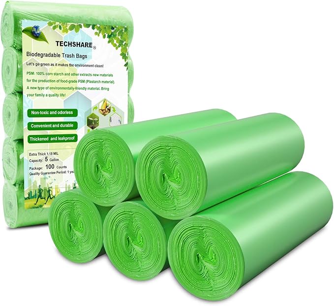 Biodegradable Trash Bags 4-6 Gallon, Extra Thick Small Trash Bag Recycling